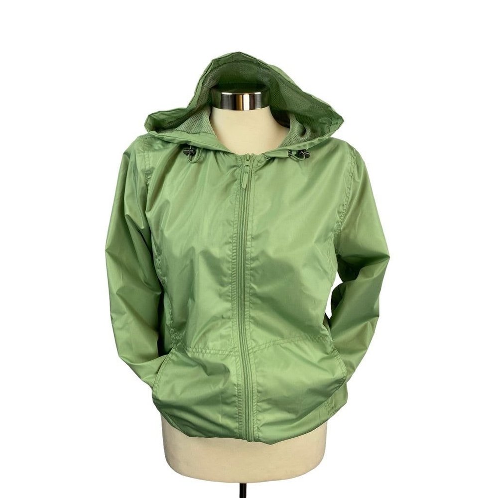 Small Petite HB Sport by Harve Benard Women's Spring Green Blue Zip Up Jacket Ho